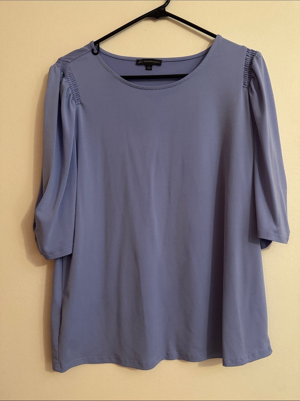 Adrianna Papell Lavender Scoop Neck Puff Sleeve Blouse